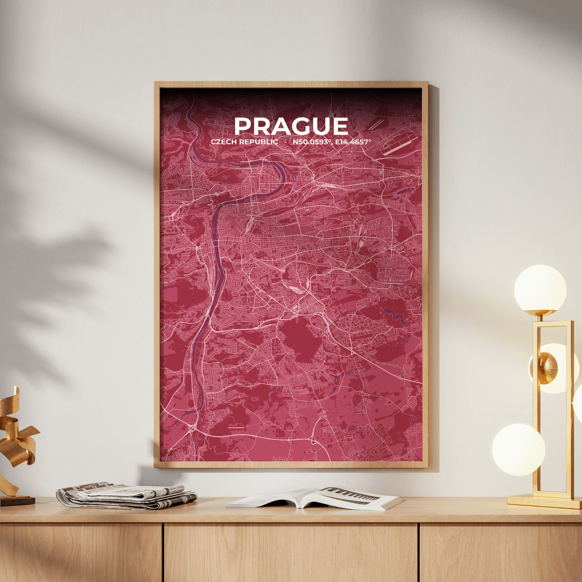 Prague Scarlet Map Poster