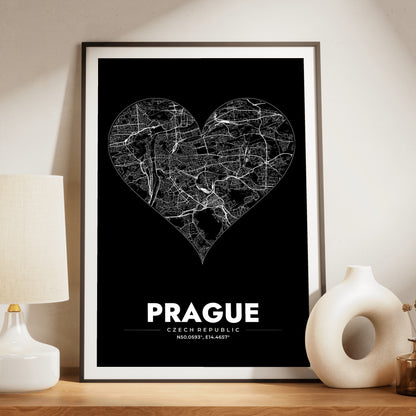 Prague Heart Map Poster
