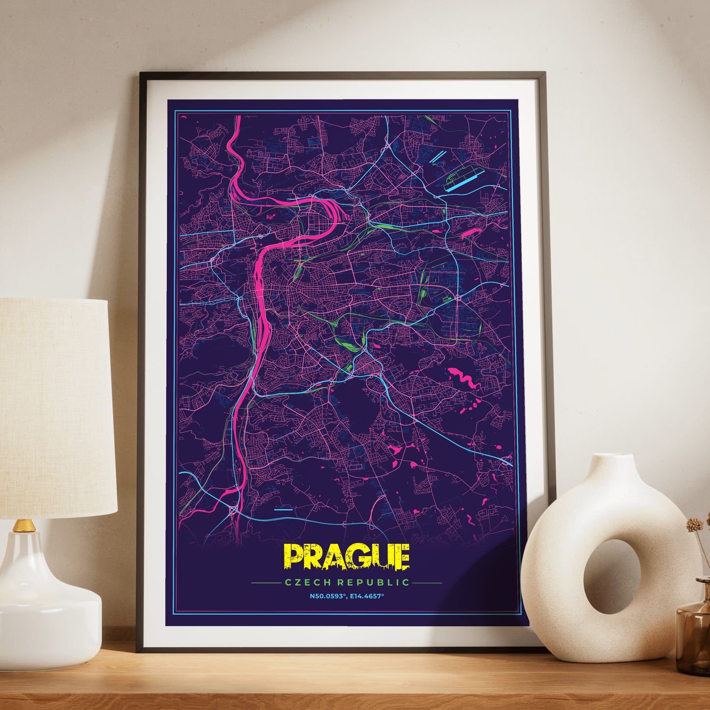 Prague Cyberpunk Map Poster