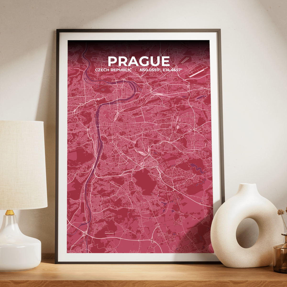 Prague Scarlet Map Poster