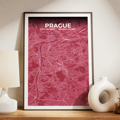 Prague Scarlet Map Poster