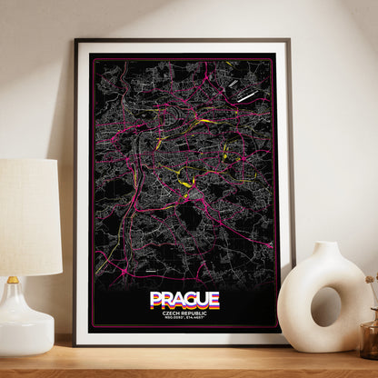 Prague Retro Map Poster
