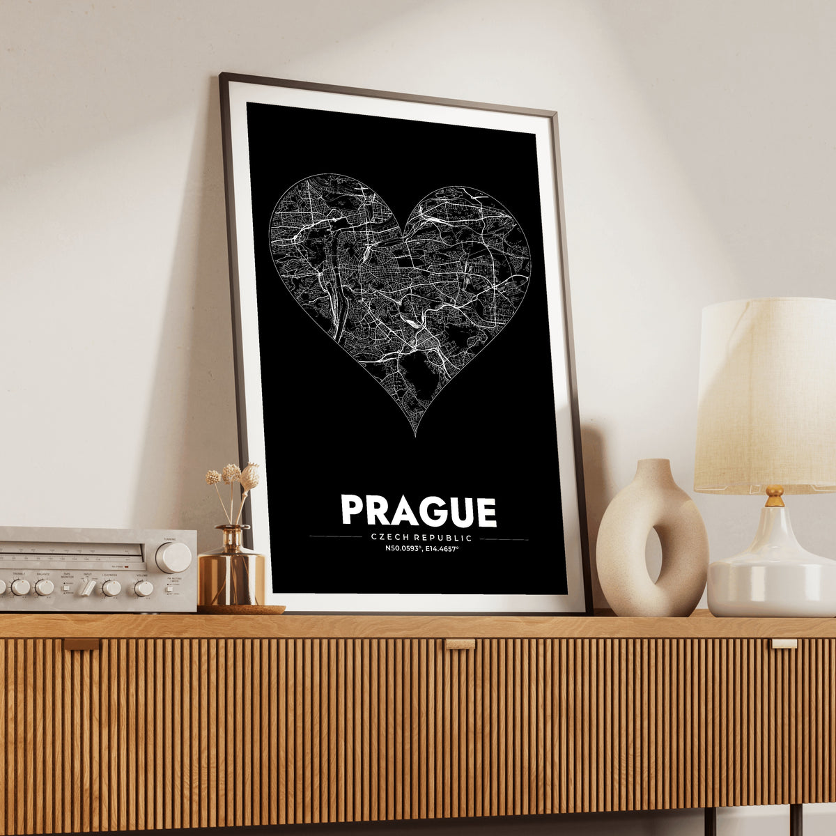 Prague Heart Map Poster