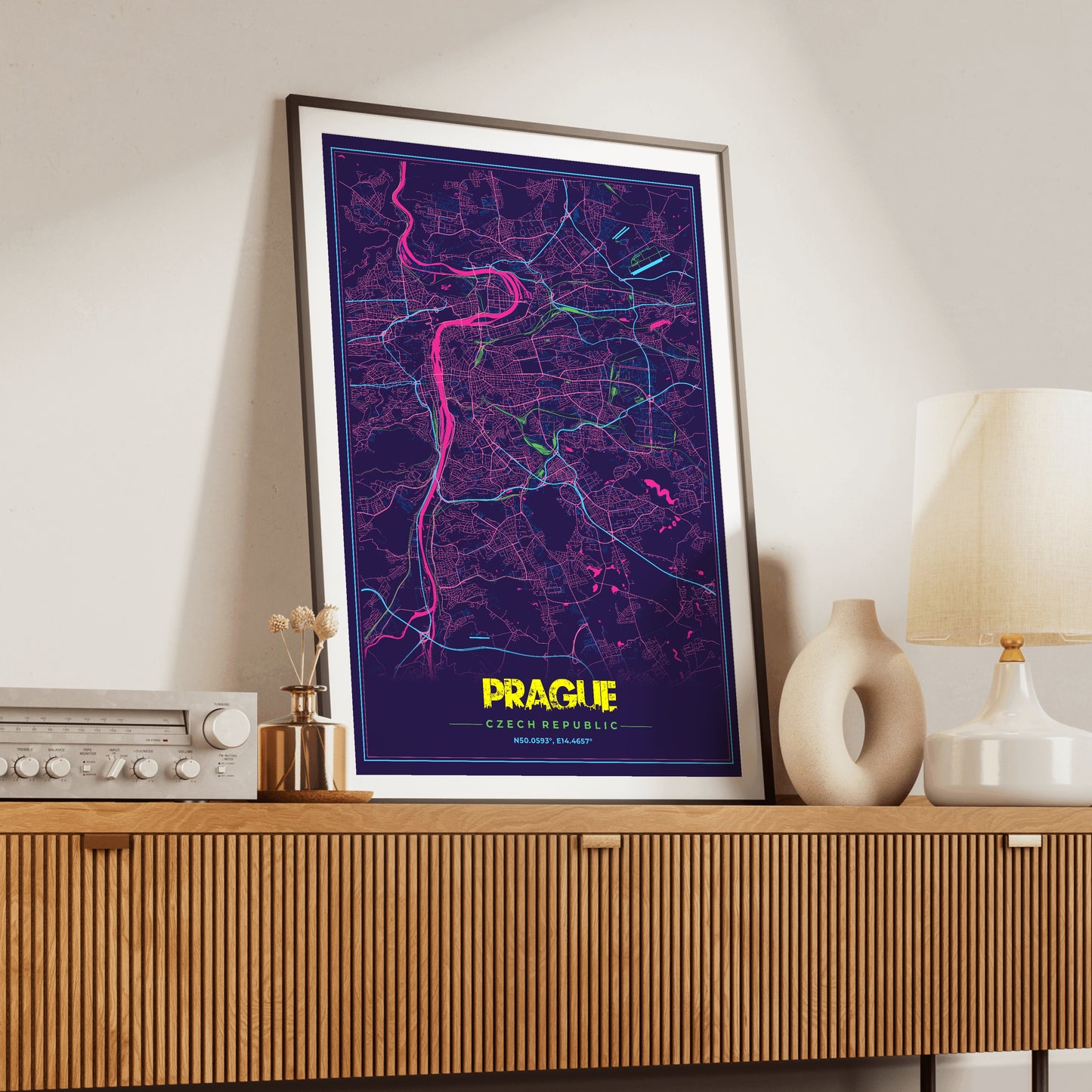 Prague Cyberpunk Map Poster