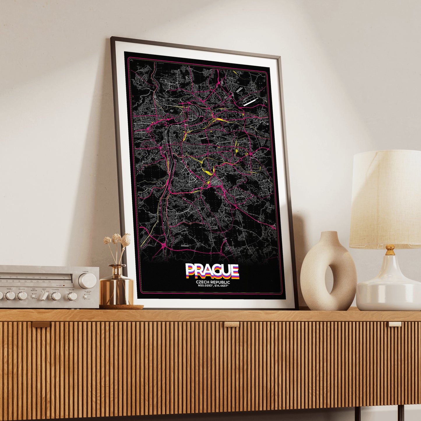 Prague Retro Map Poster