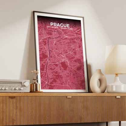 Prague Scarlet Map Poster