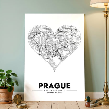 Prague Heart Map Poster