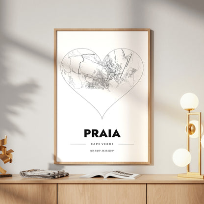 Praia Heart Map Poster