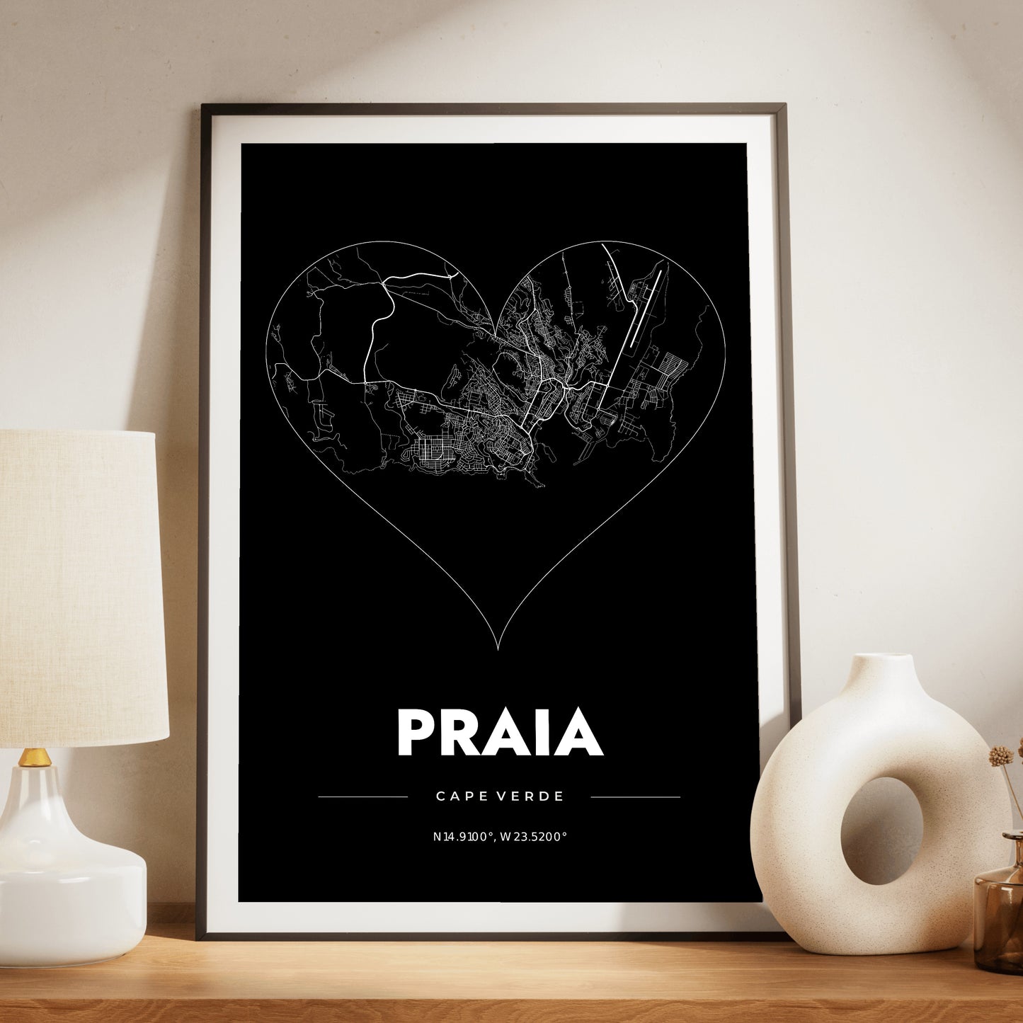 Praia Heart Map Poster