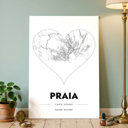 Praia Heart Map Poster