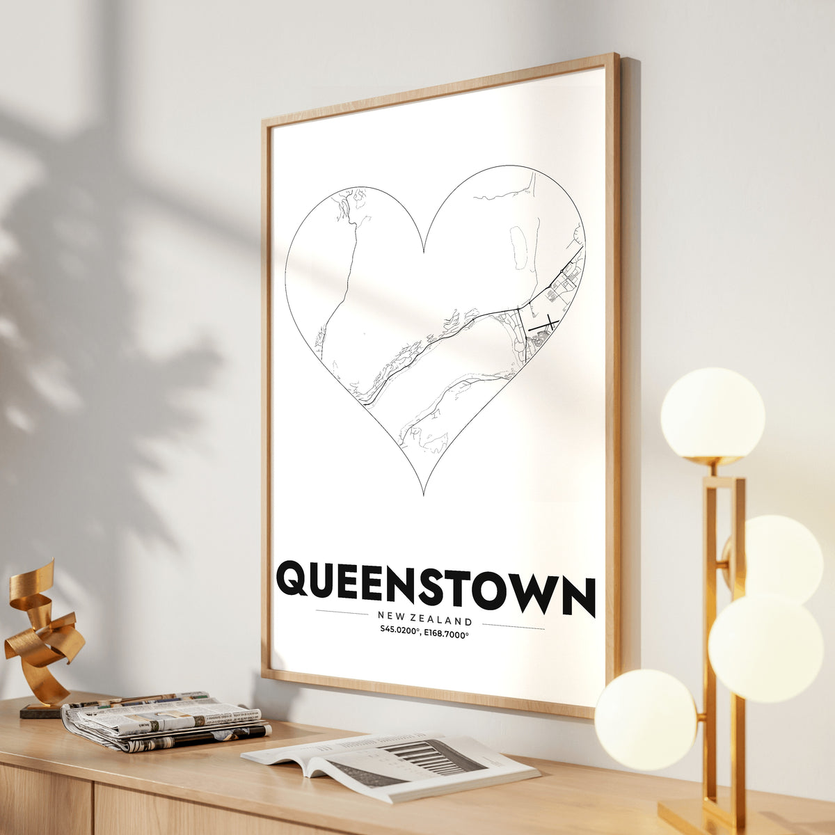 Queenstown Heart Map Poster