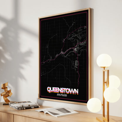 Queenstown Retro Map Poster