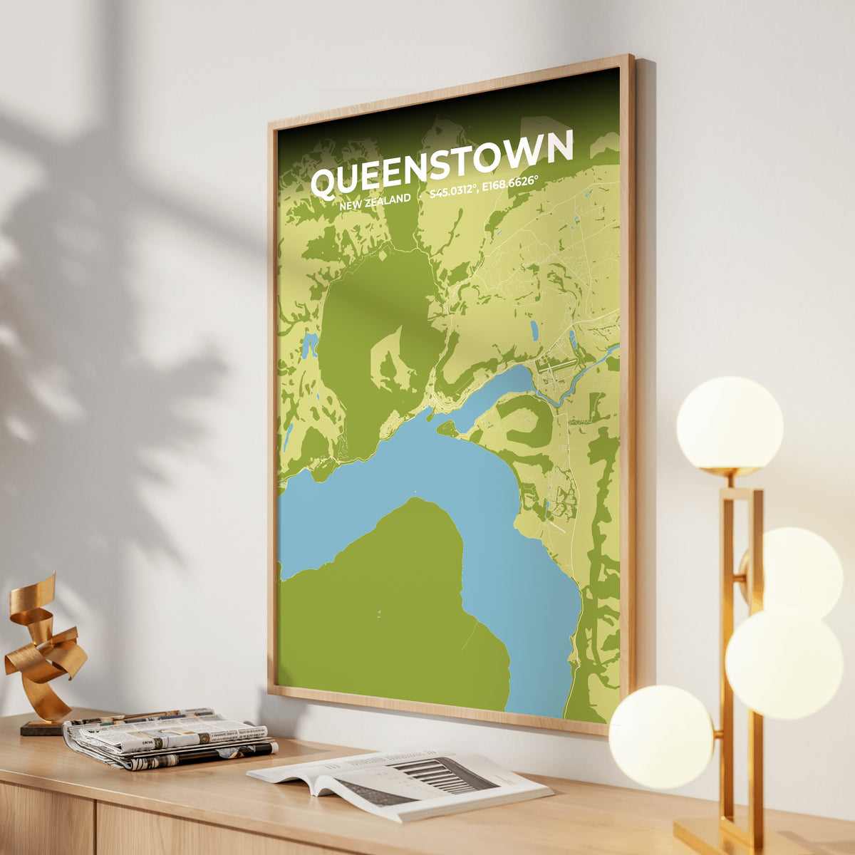 Queenstown Fern Map Poster