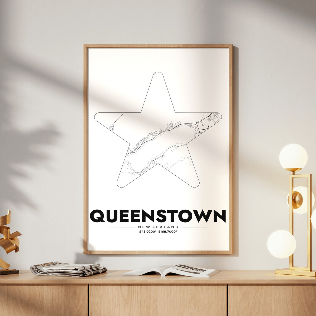 Queenstown Star Map Poster
