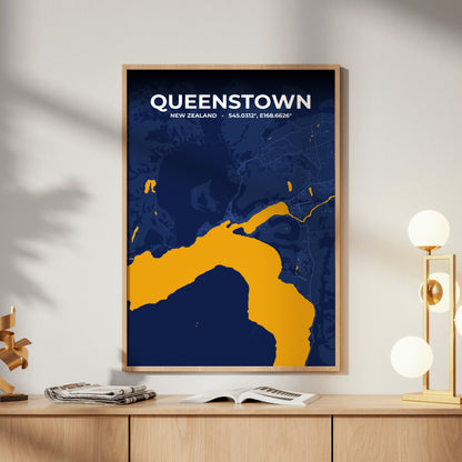 Queenstown Ink Map Poster