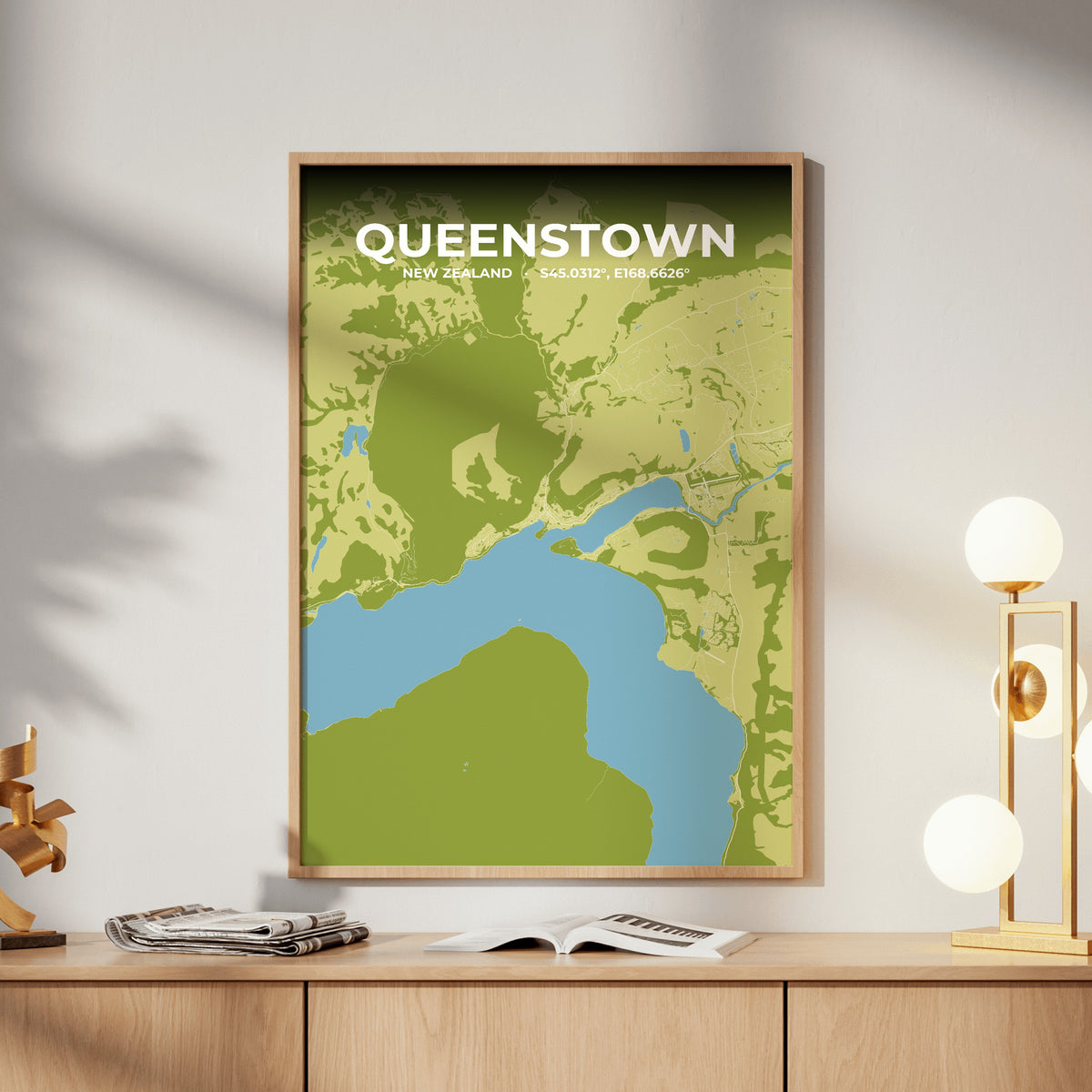 Queenstown Fern Map Poster