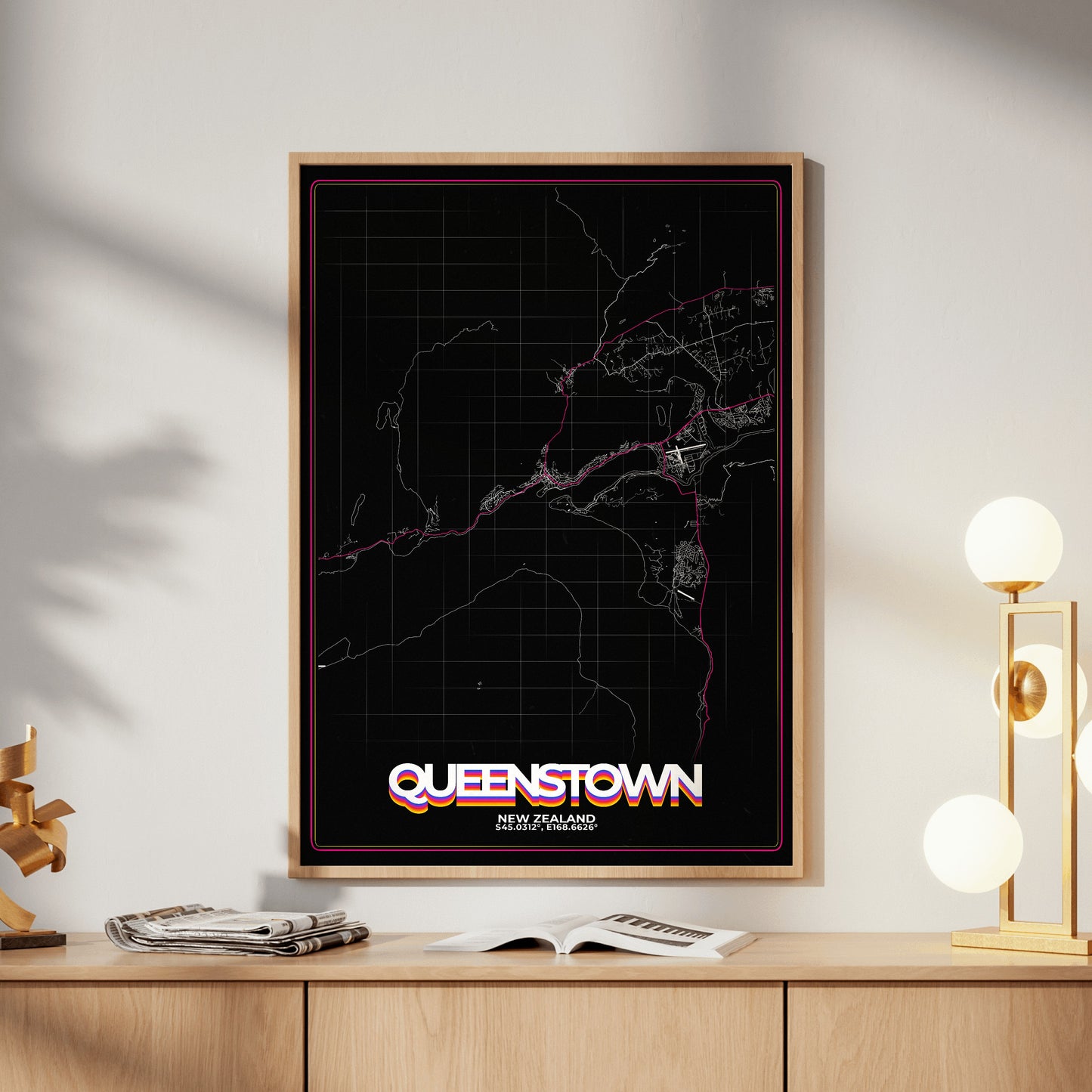 Queenstown Retro Map Poster