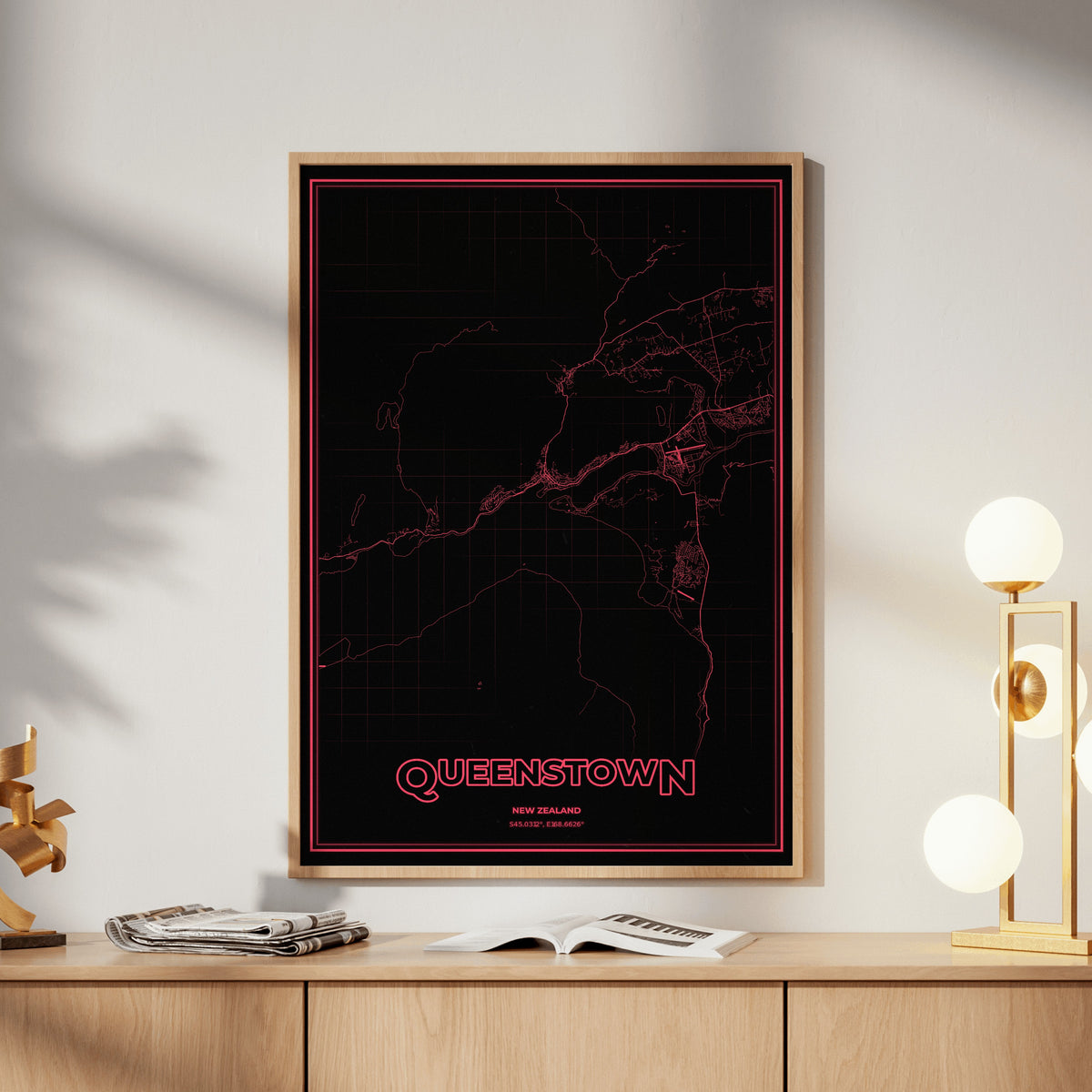 Queenstown Phosphor Map Poster - System Alert