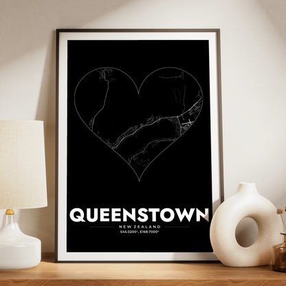 Queenstown Heart Map Poster