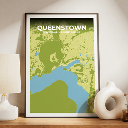 Queenstown Fern Map Poster