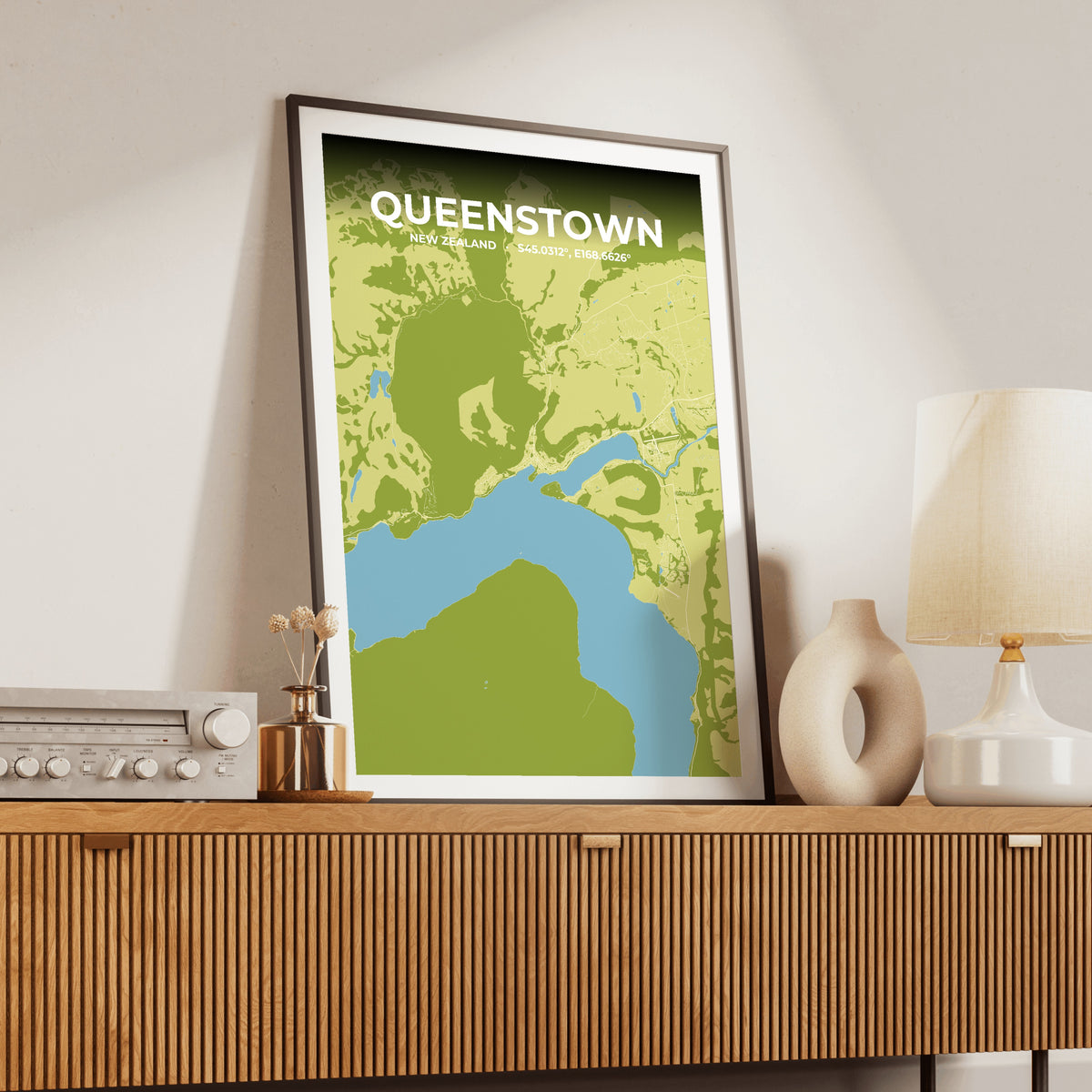 Queenstown Fern Map Poster