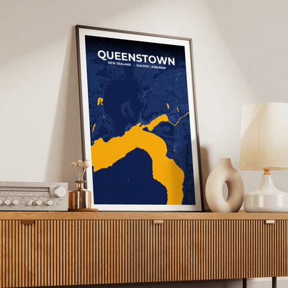 Queenstown Ink Map Poster