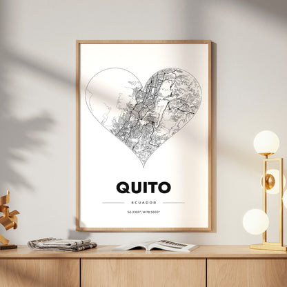 Quito Heart Map Poster