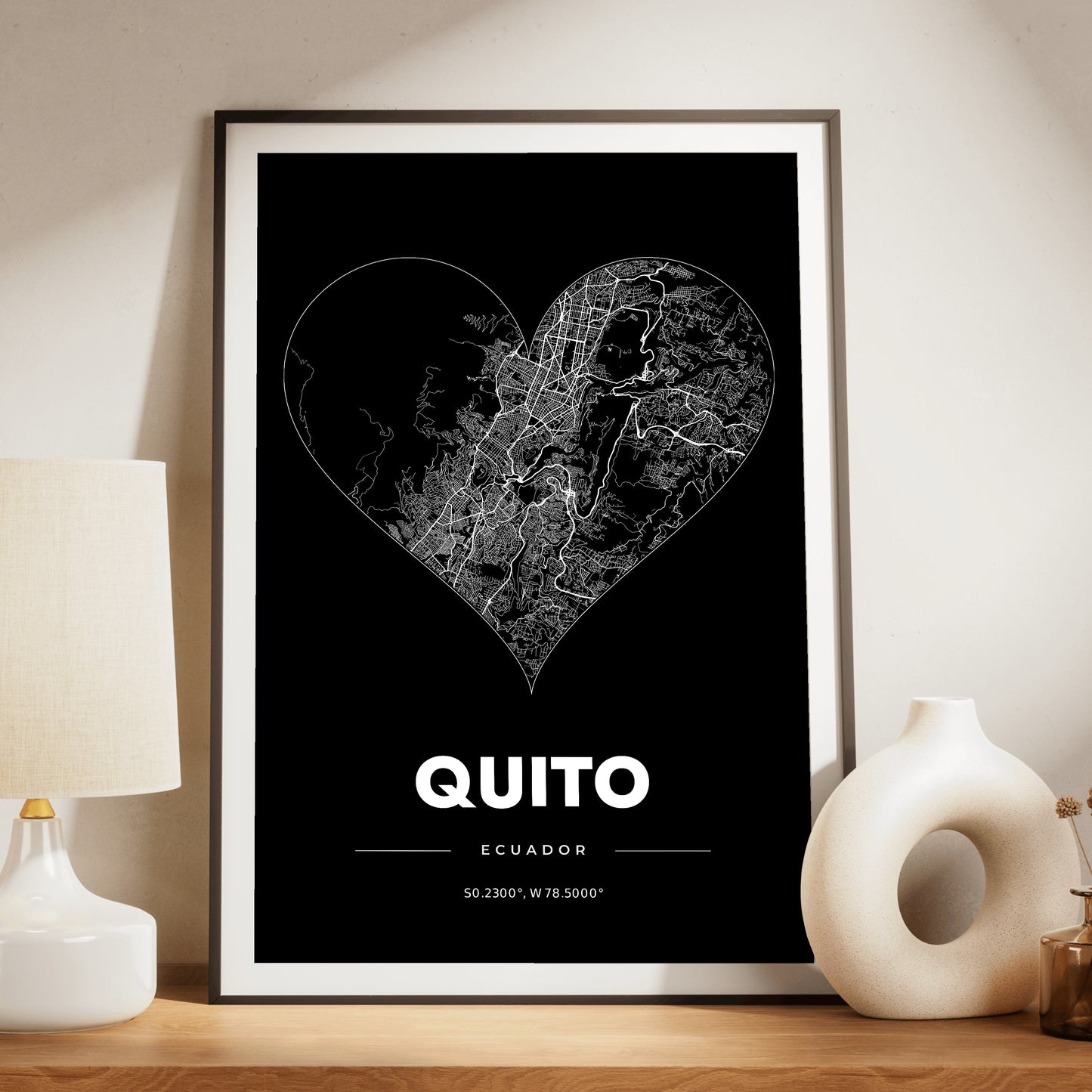 Quito Heart Map Poster