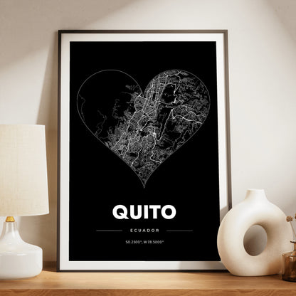 Quito Heart Map Poster