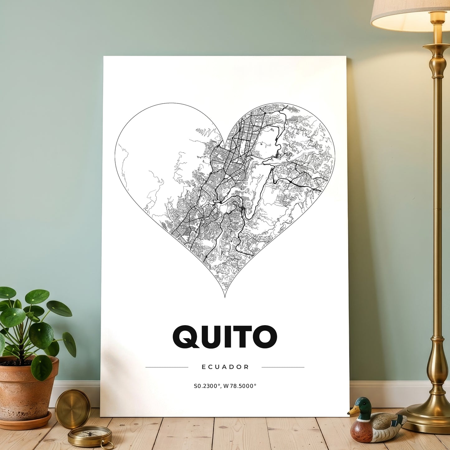 Quito Heart Map Poster