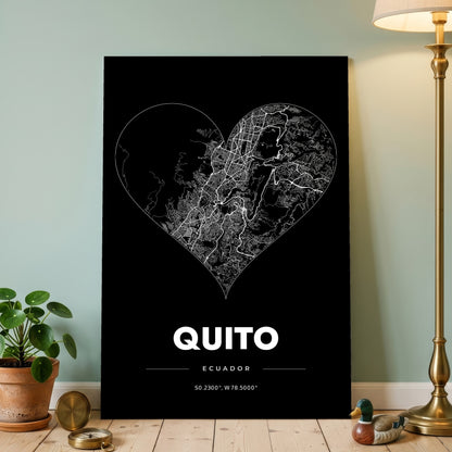 Quito Heart Map Poster