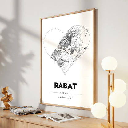 Rabat Heart Map Poster