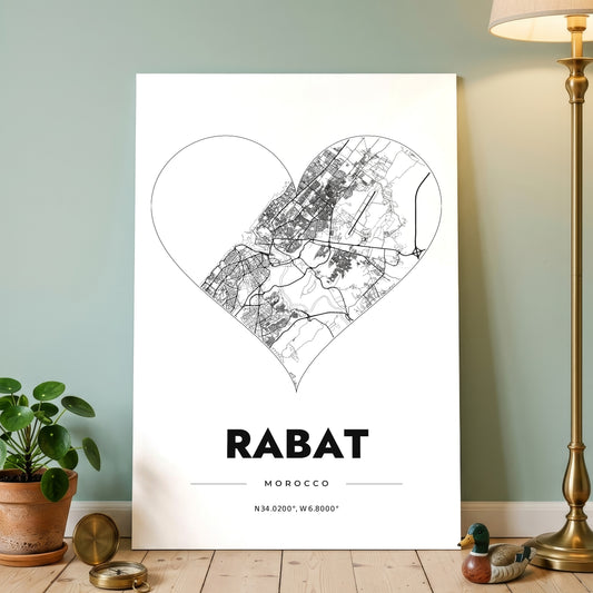 Rabat Heart Map Poster