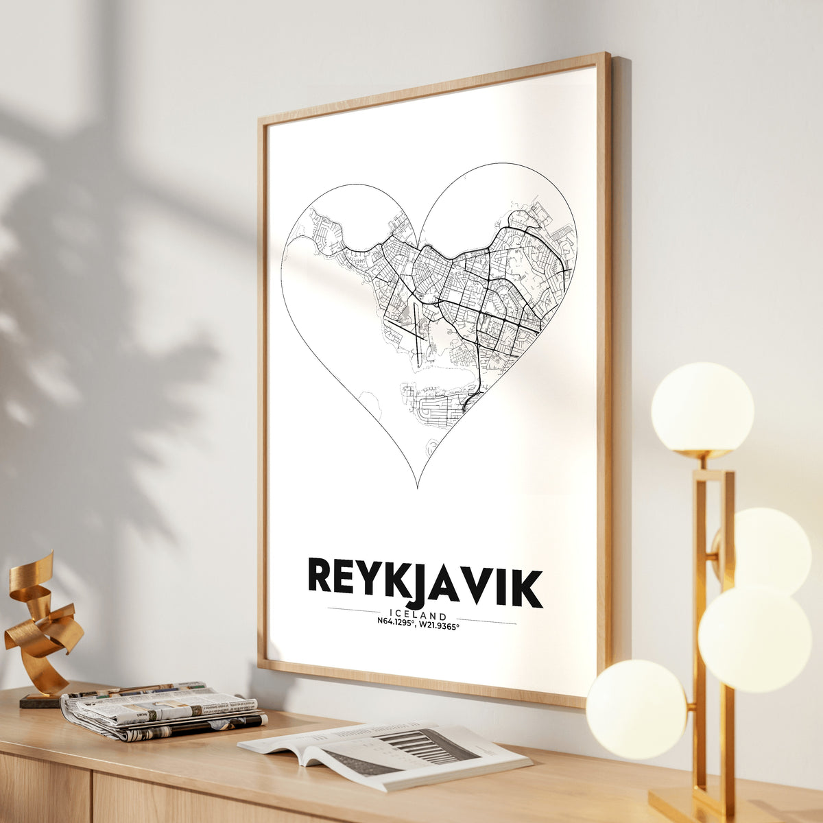 Reykjavik Heart Map Poster
