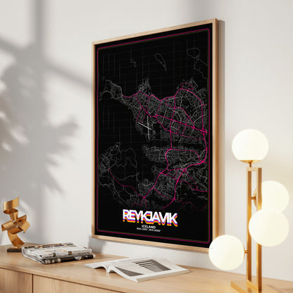 Reykjavik Retro Map Poster