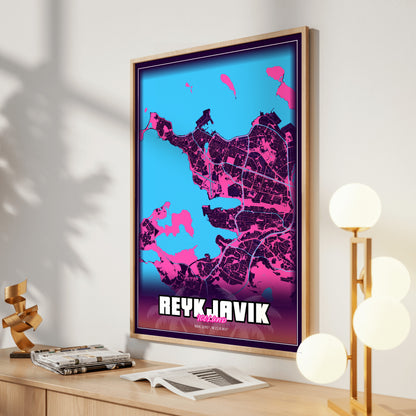 Reykjavik GTA Map Poster