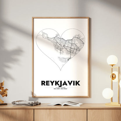 Reykjavik Heart Map Poster
