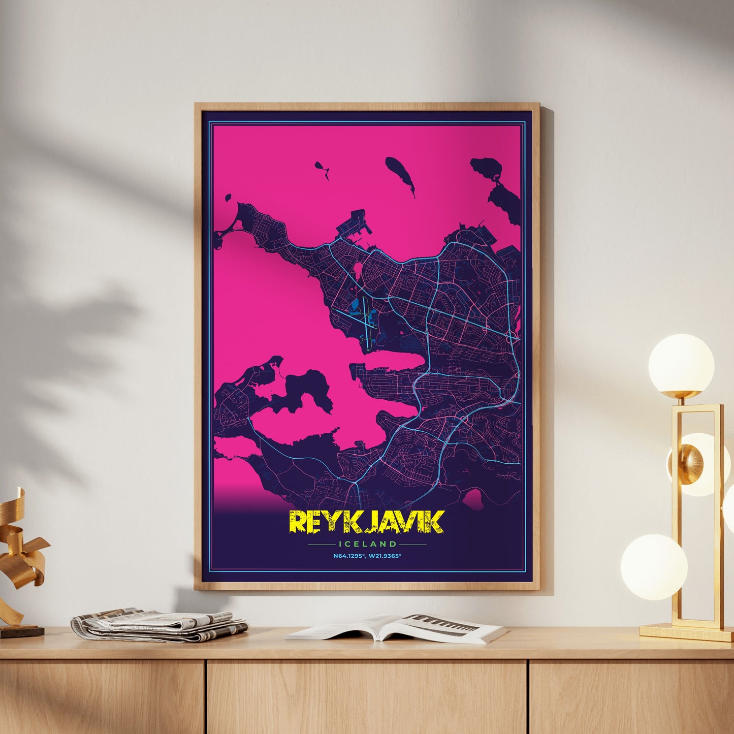 Reykjavik Cyberpunk Map Poster