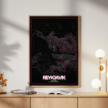 Reykjavik Retro Map Poster