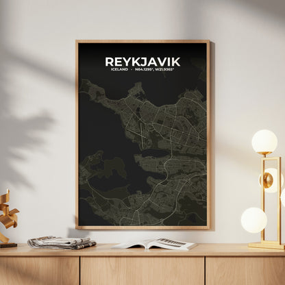 Reykjavik Sable Map Poster