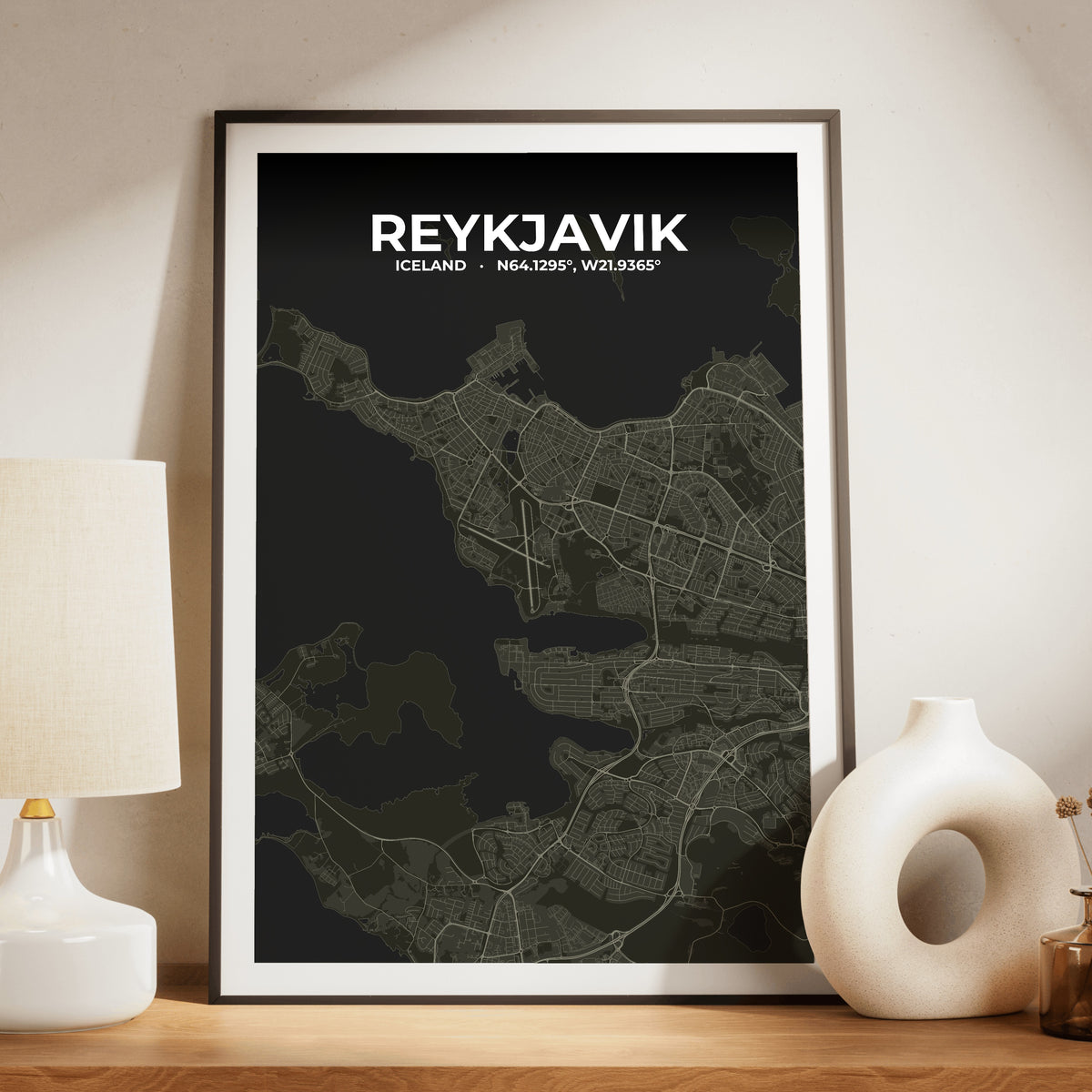 Reykjavik Sable Map Poster