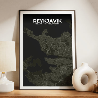 Reykjavik Sable Map Poster