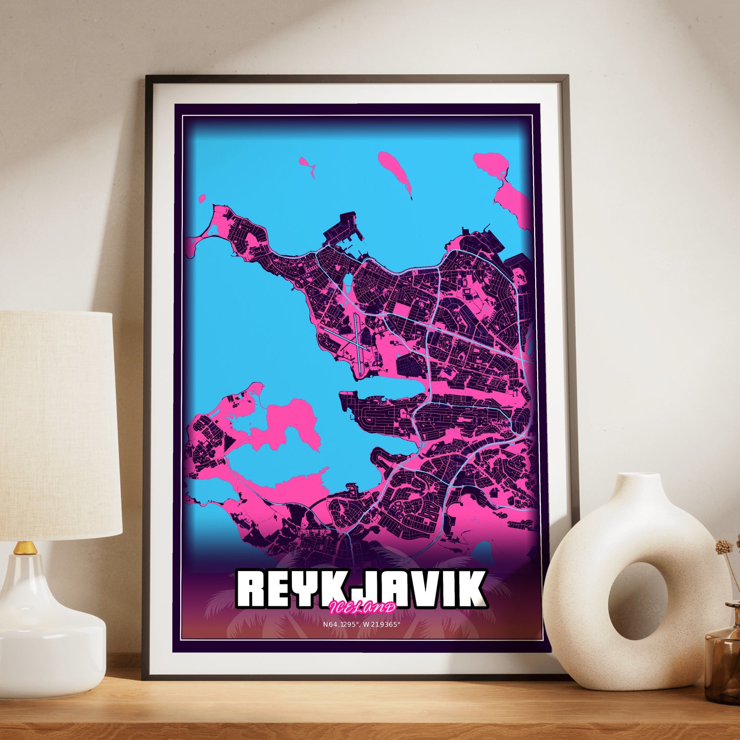 Reykjavik GTA Map Poster