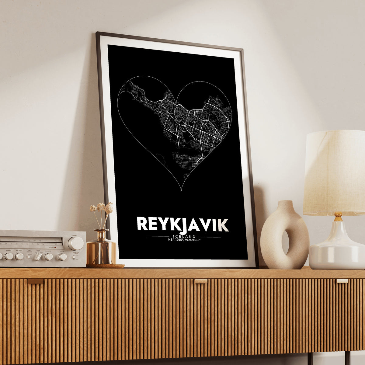Reykjavik Heart Map Poster