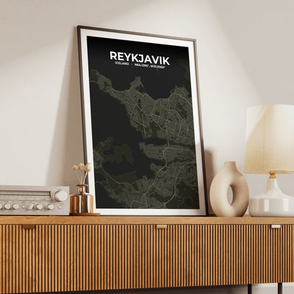 Reykjavik Sable Map Poster