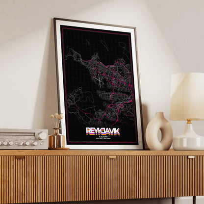 Reykjavik Retro Map Poster