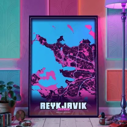 Reykjavik GTA Map Poster