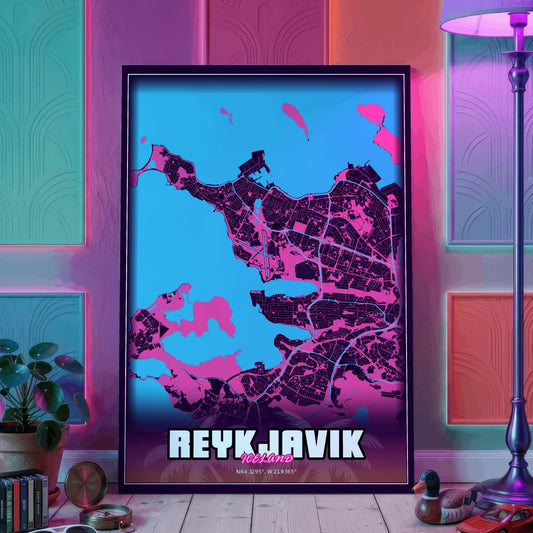 Reykjavik GTA Map Poster