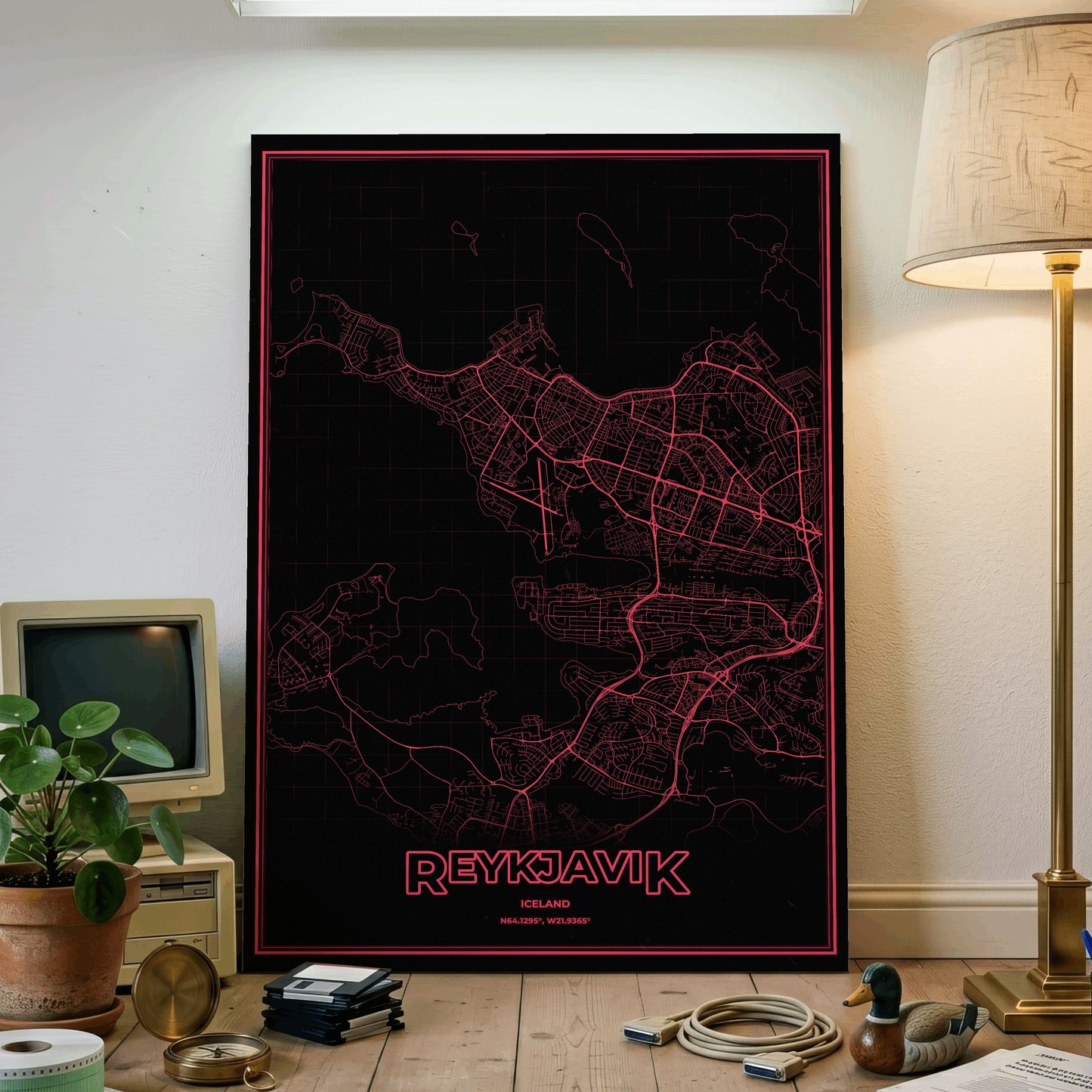 Reykjavik Phosphor Map Poster - System Alert