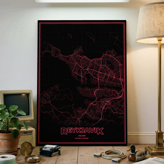 Reykjavik Phosphor Map Poster - System Alert